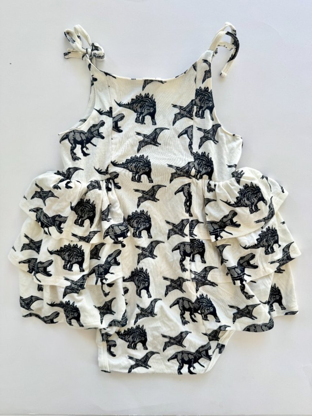 Kate Quinn 18-24M Girls Romper NWOT Dinosaur Print Tiered Ruffle Bamboo